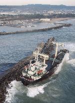 N. Korean freighter stranded on Ibaraki coast